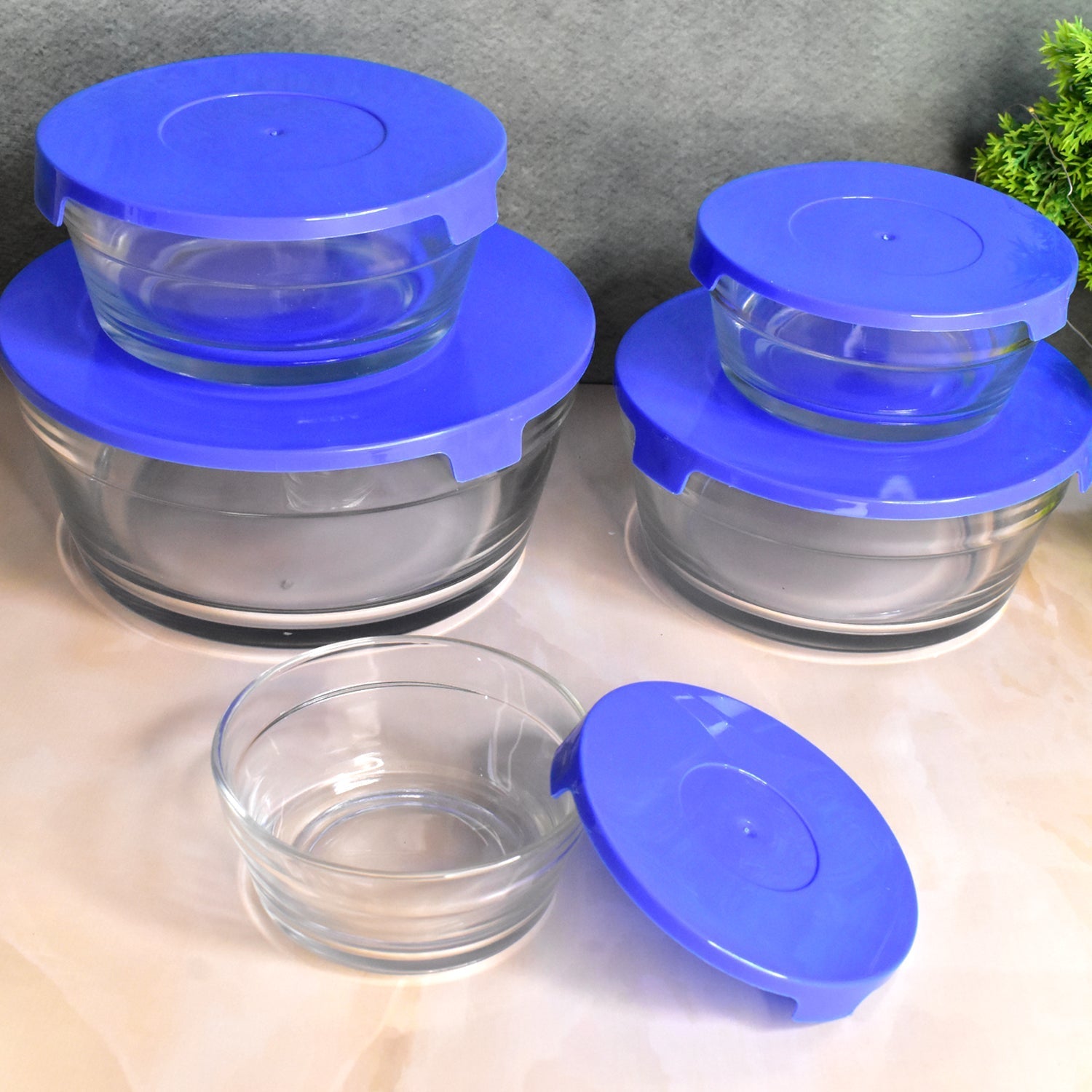 Modern Glass Bowl Set Mixing / Storage Bowls with Lids (5 Pcs Set) Your Brand