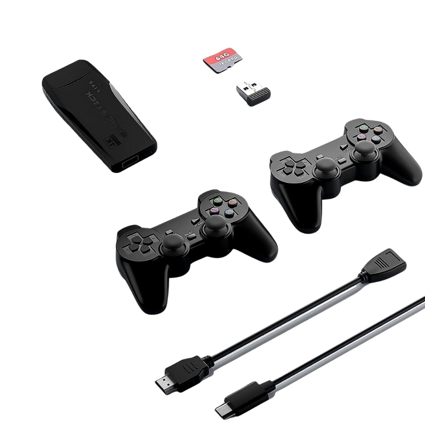 Wireless Controller Gamepad with 10,000+ Games, 4k Ultra HD Game Sticks Output, and 2.4GHz Wireless Controller Video Games with 64gb Memory Card (1 Set) Your Brand