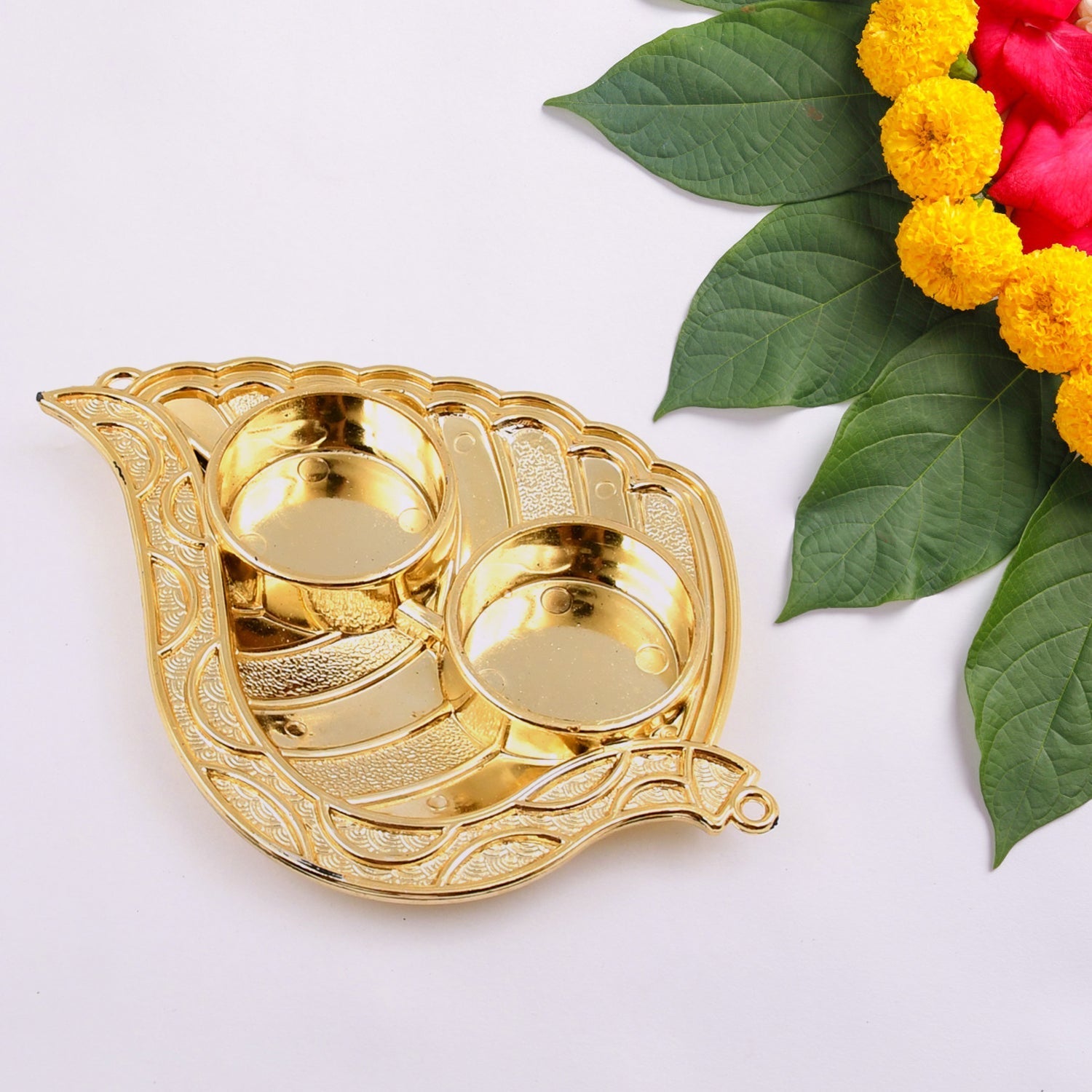 Leaf Shape Special Puja Thali (1 Pc / Mix Design) Your Brand