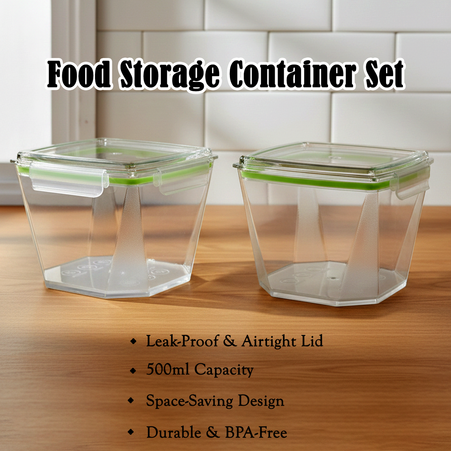 Food Storage Container Set with Leak-Proof Lid (500 ML / 2 Pc)