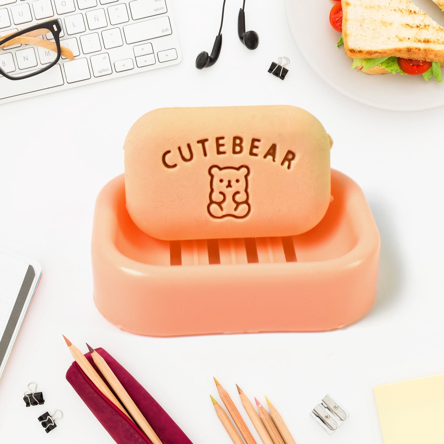 Cute Soap Shaped Erasers With Plastic Case (1 Pc / With Case) Your Brand