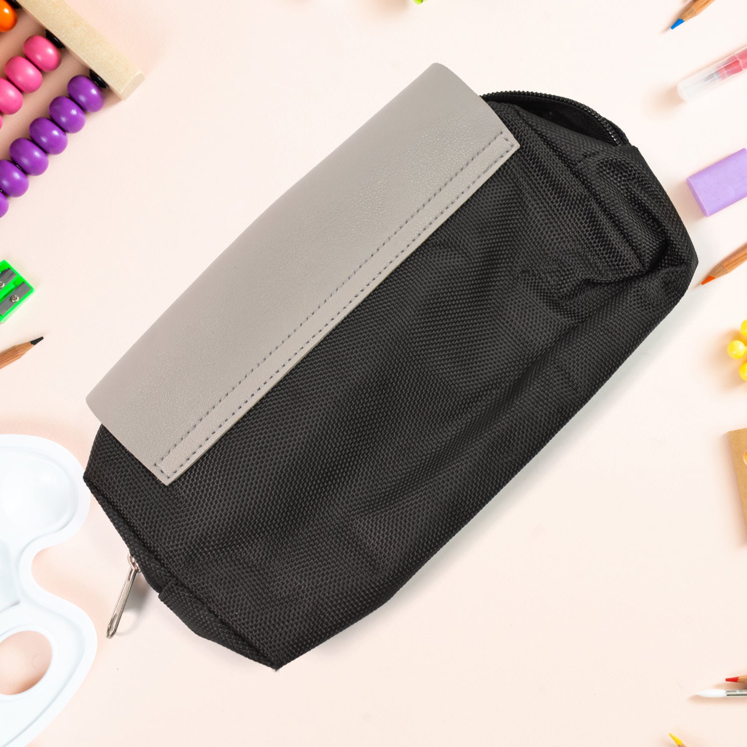 Pencil Pouch With Zipper, Students Pencil Case Large Capacity, Makeup Pouch, Stationery Bag (1 Pc/ 2 Compartment) Your Brand