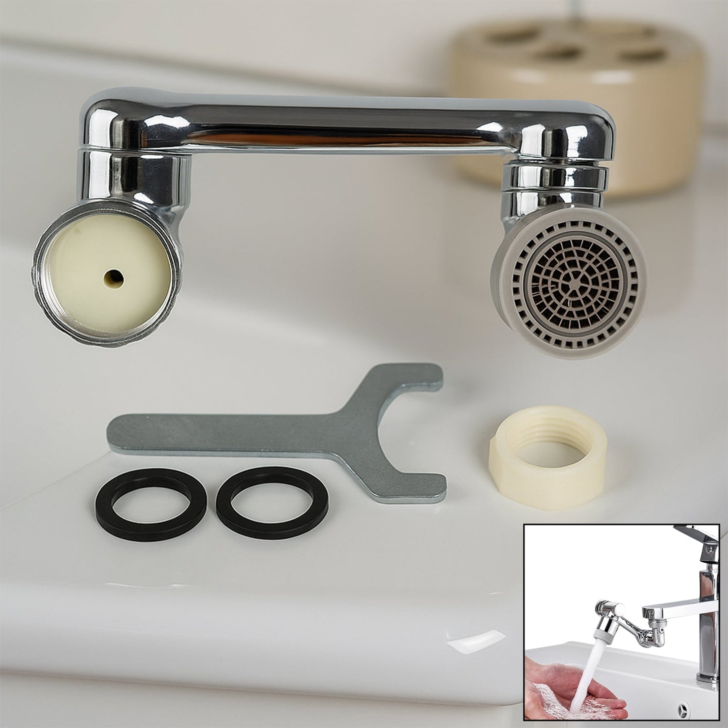 Splash Faucet Filter 180° Rotating Sprayer – Water-Saving Sink Aerator Extender