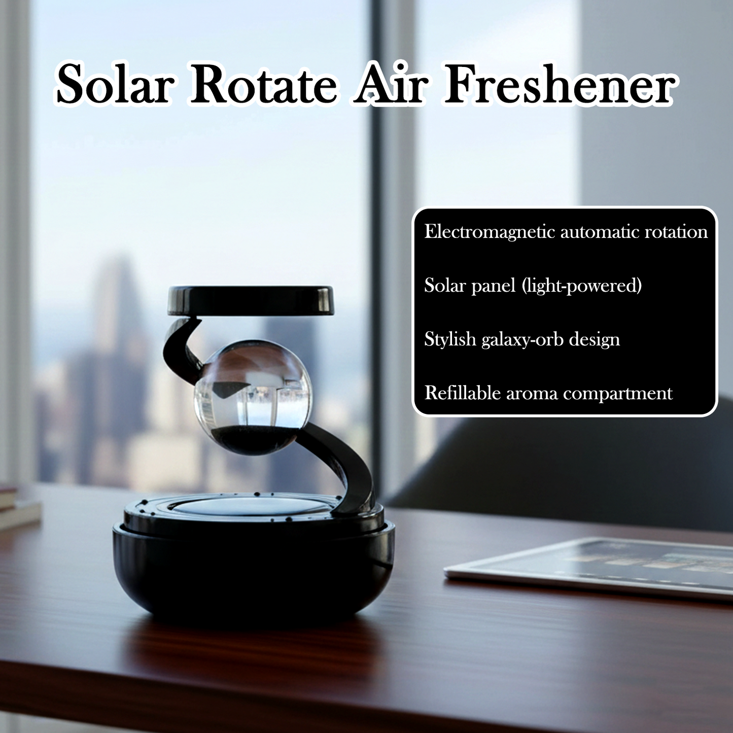 Premium Solar-Powered Rotating Car Air Freshener (1 Pc)