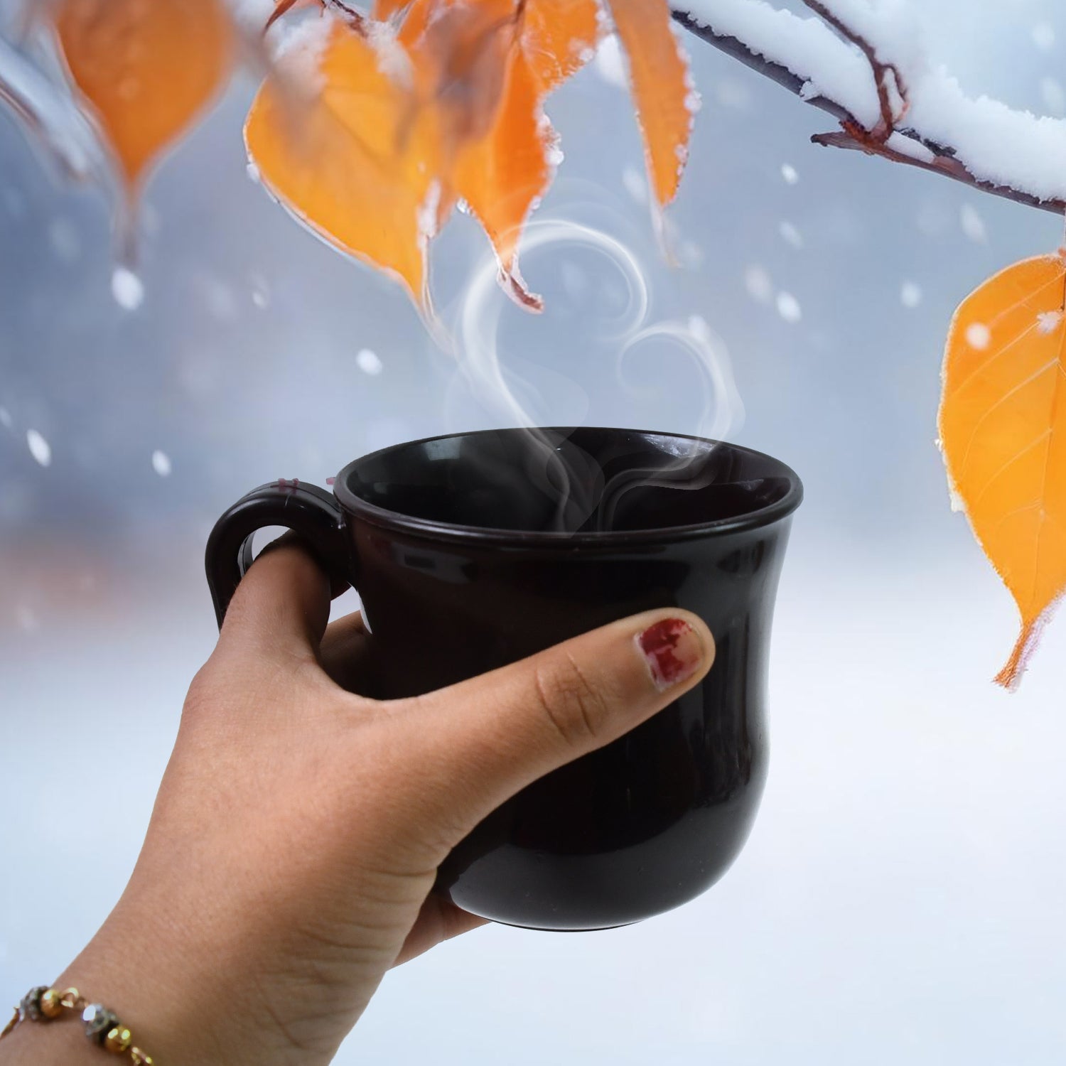 Premium Plastic Coffee / Tea Cups / Mug with Handle (1 Pc / Loose / Mix Color) Your Brand