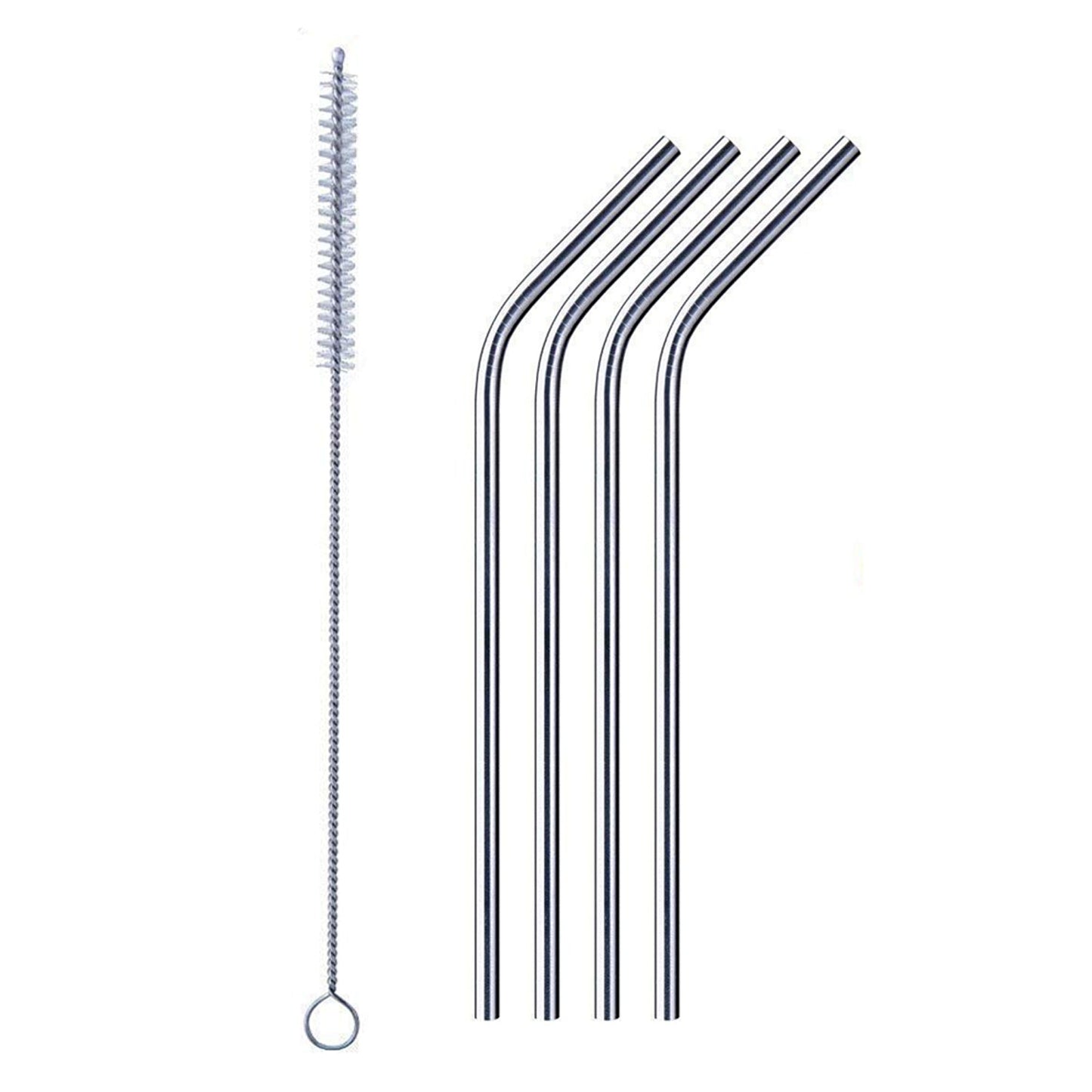 Reusable Stainless Steel Drinking Straws Bent (4 Bent Straws, 1 Brush) Your Brand
