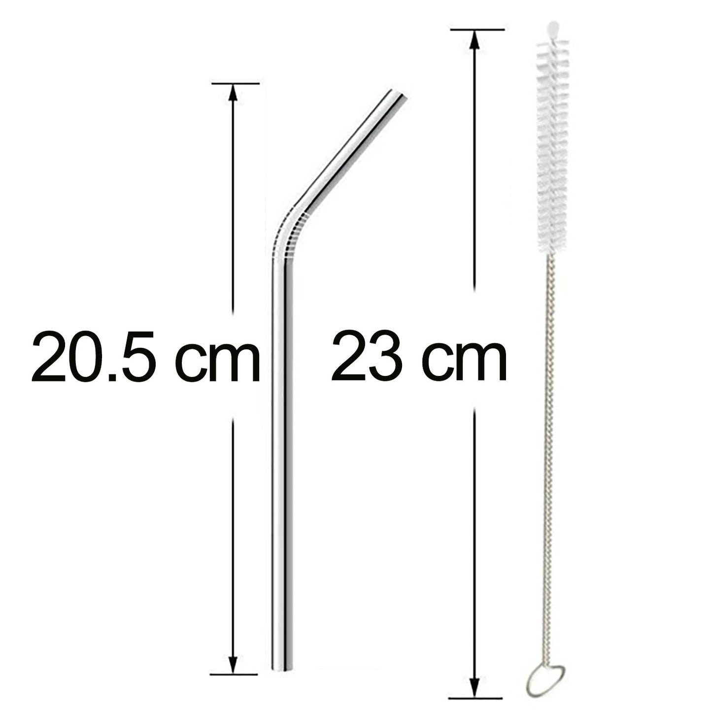Reusable Stainless Steel Drinking Straws Bent (4 Bent Straws, 1 Brush) Your Brand