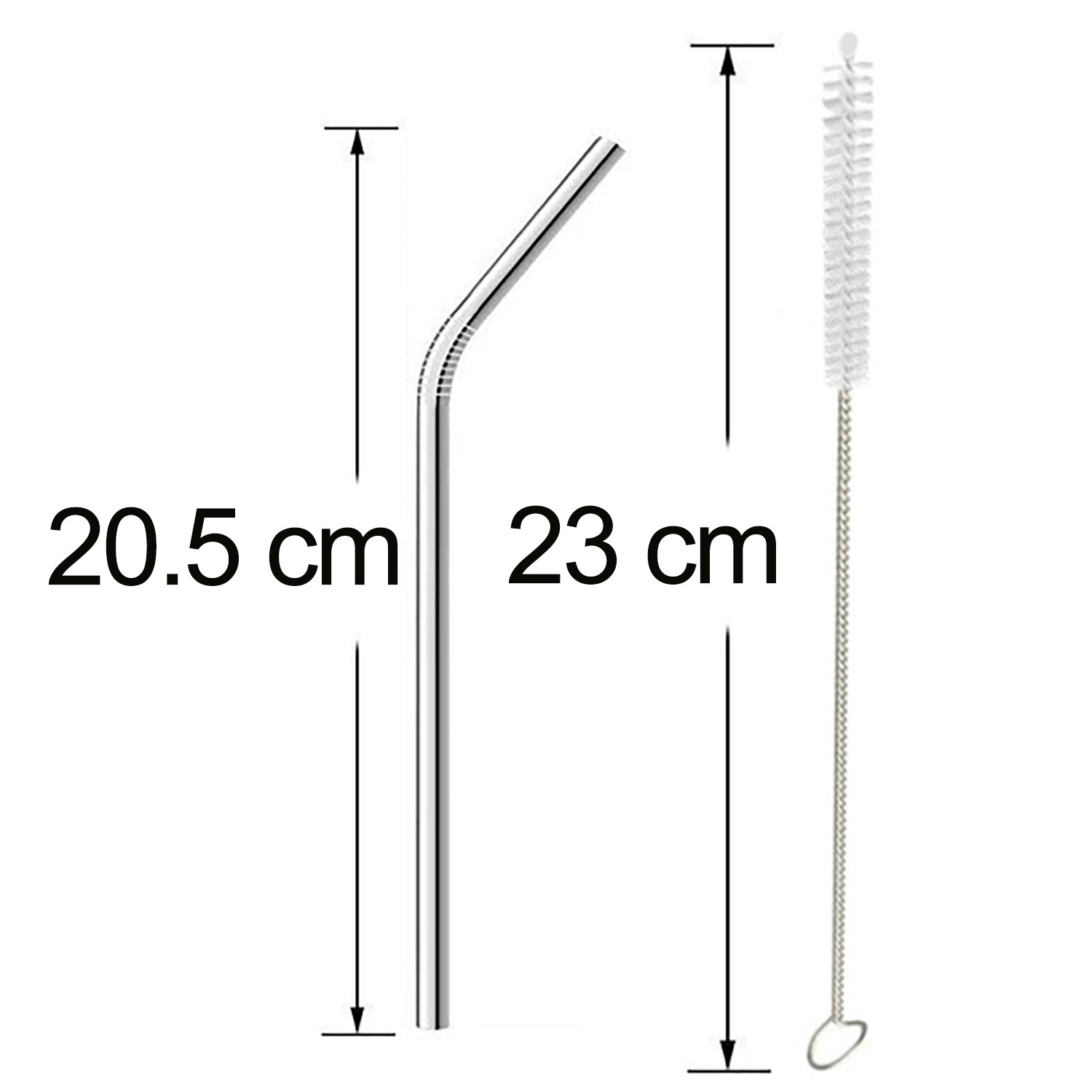 Reusable Stainless Steel Drinking Straws Bent (4 Bent Straws, 1 Brush) Your Brand