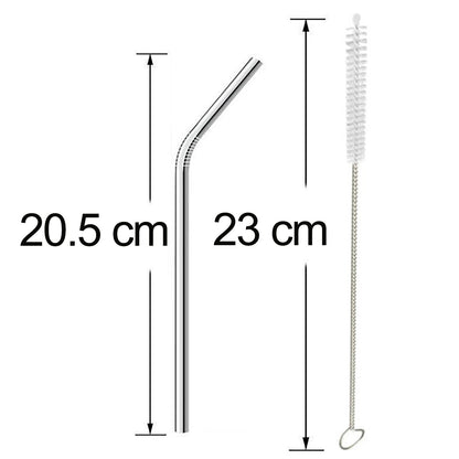 Reusable Stainless Steel Drinking Straws Bent (4 Bent Straws, 1 Brush) Your Brand