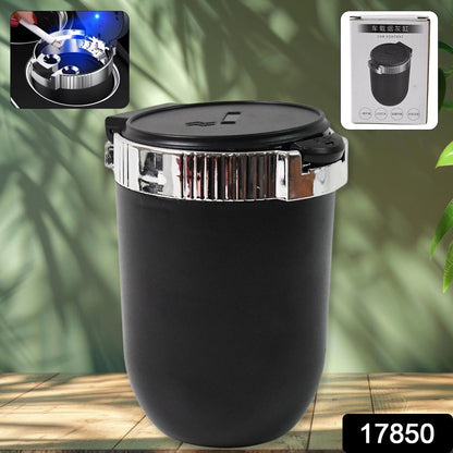 Portable Car Ashtray with Lid and Blue LED Light (1 Pc) Your Brand
