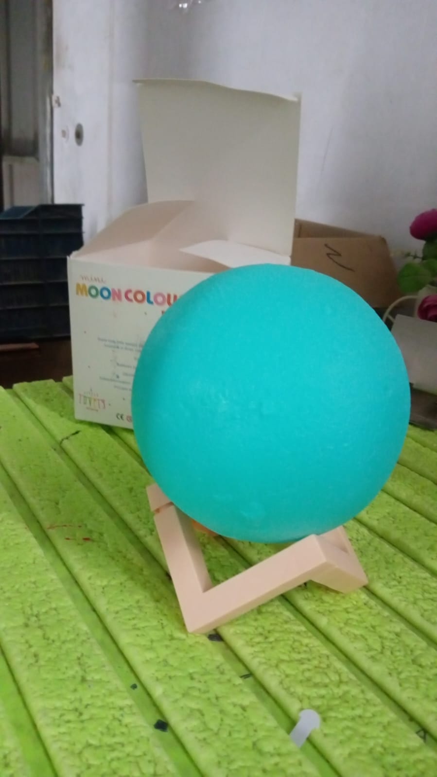 Moon Night Lamp with Plastic Stand Night Lamp for Bedroom (19 x14 Cm / 1 Pc) Your Brand