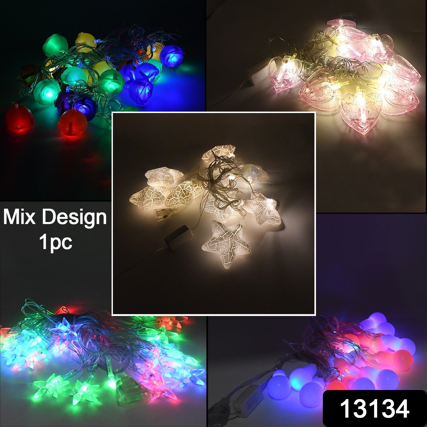 Home Decoration Diwali & Wedding LED String Light Indoor and Outdoor Light, Festival Decoration Led String Light, Multi-Color Light (1 Pc / Mix Design) Your Brand