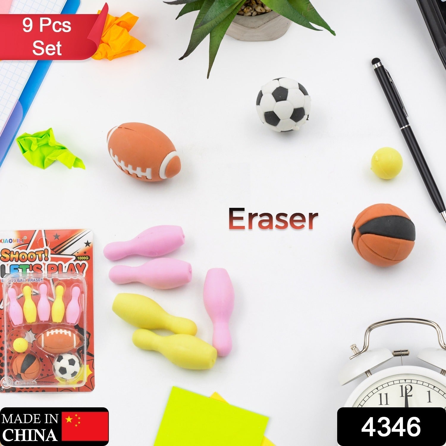 Mini Eraser Set for Kids (9 Pieces) - Fun Designs, Party Favors, School Prizes Your Brand