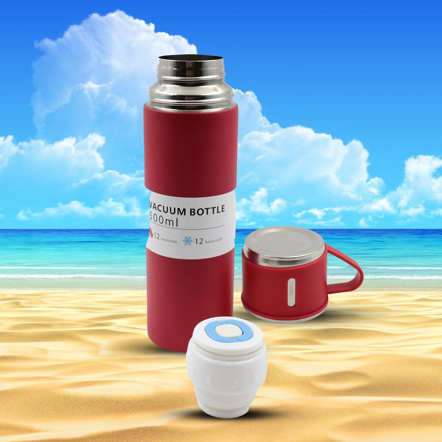 Stainless Steel Vacuum Insulated Water Bottle With Coffee / Tea Mug (500 ML) Your Brand