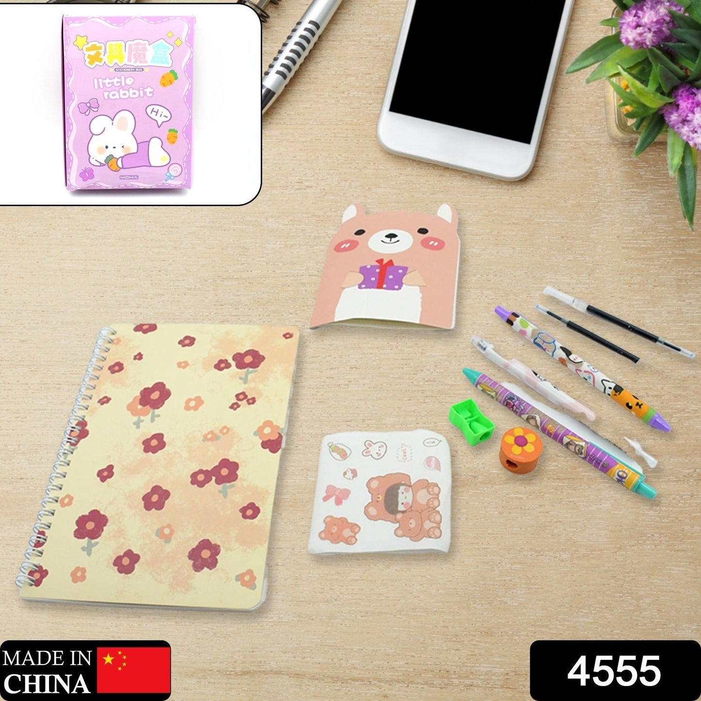 Cartoon Stationery Box  Cartoon Design School Box Book , diary , Pen , Eraser, Sharpner , Sticker & Pen Refill Student Gift School box  (1 box) Your Brand