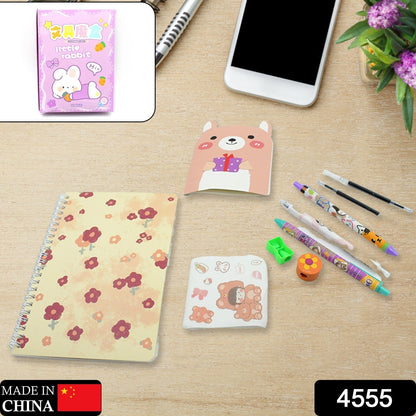 Cartoon Stationery Box  Cartoon Design School Box Book , diary , Pen , Eraser, Sharpner , Sticker & Pen Refill Student Gift School box  (1 box) Your Brand