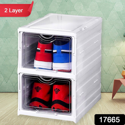 Stackable Multifunctional Storage, for Clothes Foldable Drawer Shelf Basket Utility Cart Rack Storage Organizer Cart for Kitchen, Pantry Closet, Bedroom, Bathroom, Laundry (2 / Layer 1 Pc) Your Brand