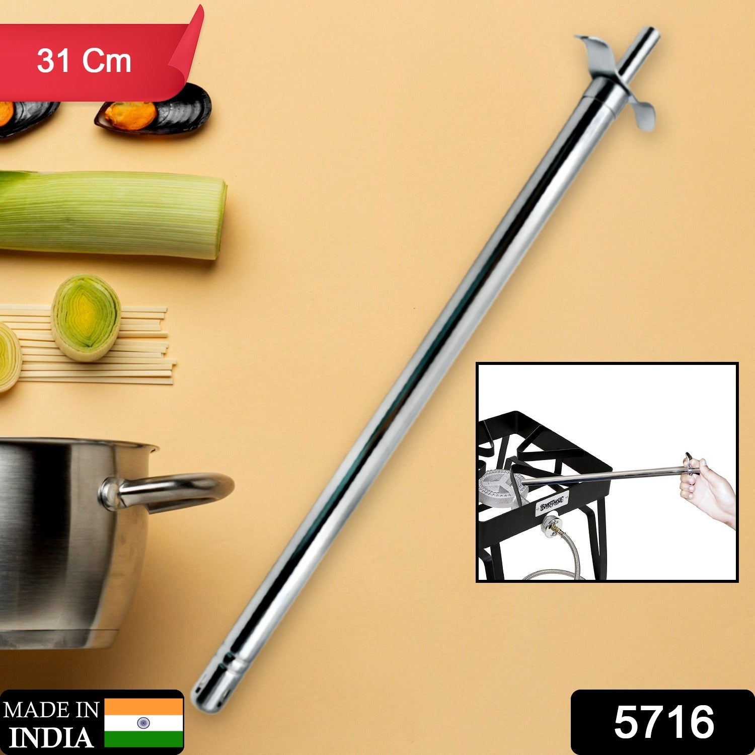 Big Stainless Steel Gas Lighter for Kitchen Gas Stove, Long Spark Lighter for Kitchen Stove, Unbreakable Lighters for Gas Stoves, Restaurants & Kitchen (31 Cm / 1 Pc) Your Brand