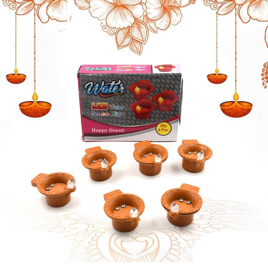 Water Sensor Diyas for Diwali Decoration | Diyas for Home Decoration| Diwali Decoration Items for Home Decor Diyas | Diwali LED Diyas Candle with Water Sensing Technology E-Diya (6Pc Set) Your Brand