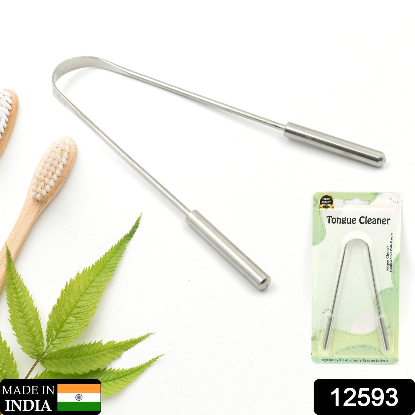 Tongue Cleaner For Kids & Adults | Tongue Scraper For Bad Breath, Maintain Oral Hygiene for Daily Use | for Fresh Breath & Bacteria Removal | Improved Taste (Steel, Copper, Tongue Cleaner / 1 Pc) Your Brand