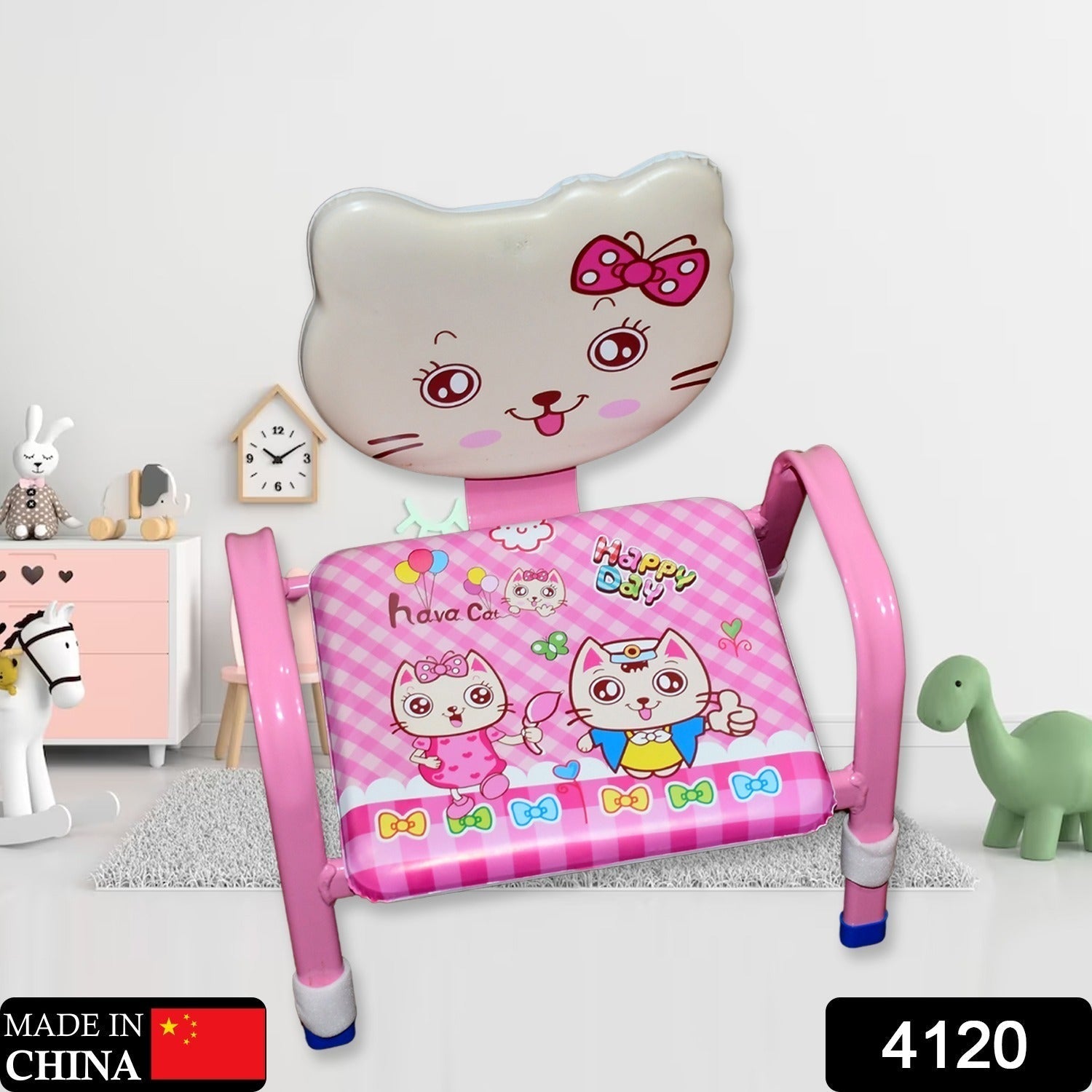 Cartoon Baby Chair Strong Steel Cushion & Comfortable Baby Chair High Quality Chair (1 Pc) Your Brand
