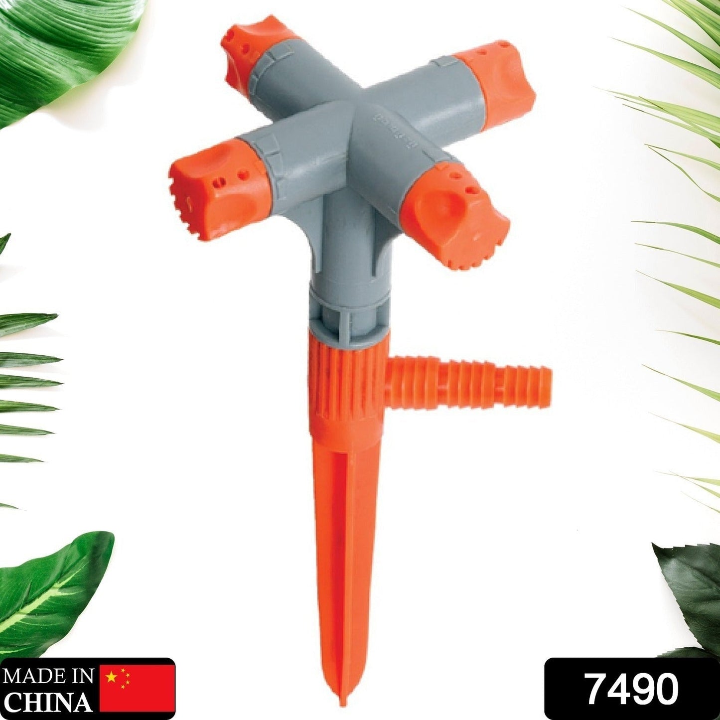 Garden Sprinkler 360° Rotating Adjustable Round 4 Arm Lawn Water Sprinkler for Watering Garden Plants / Pipe Hose Irrigation Yard Water Sprayer Your Brand