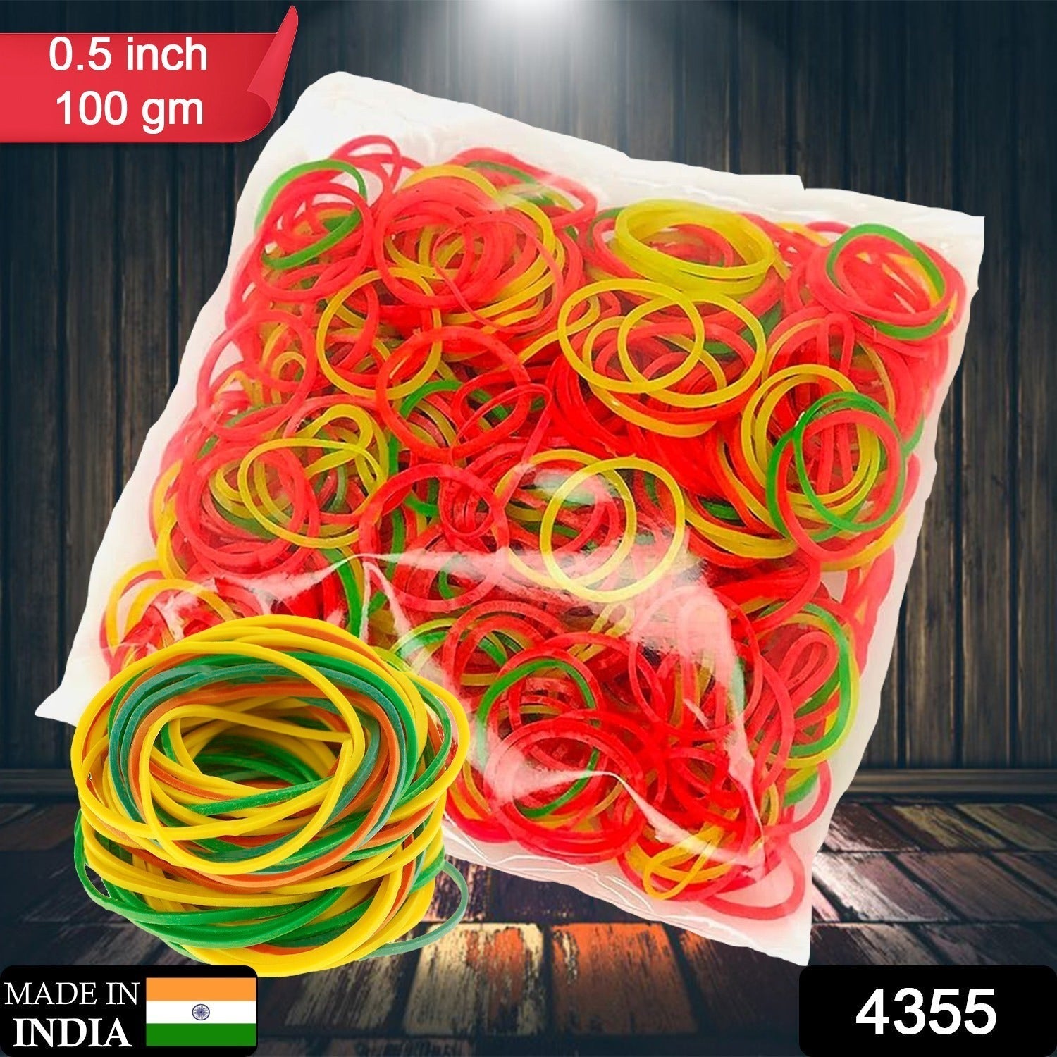 Multicolor Rubber Bands (Elastic & Reusable, Office & Home / 0.5 Inch 100GM) Your Brand