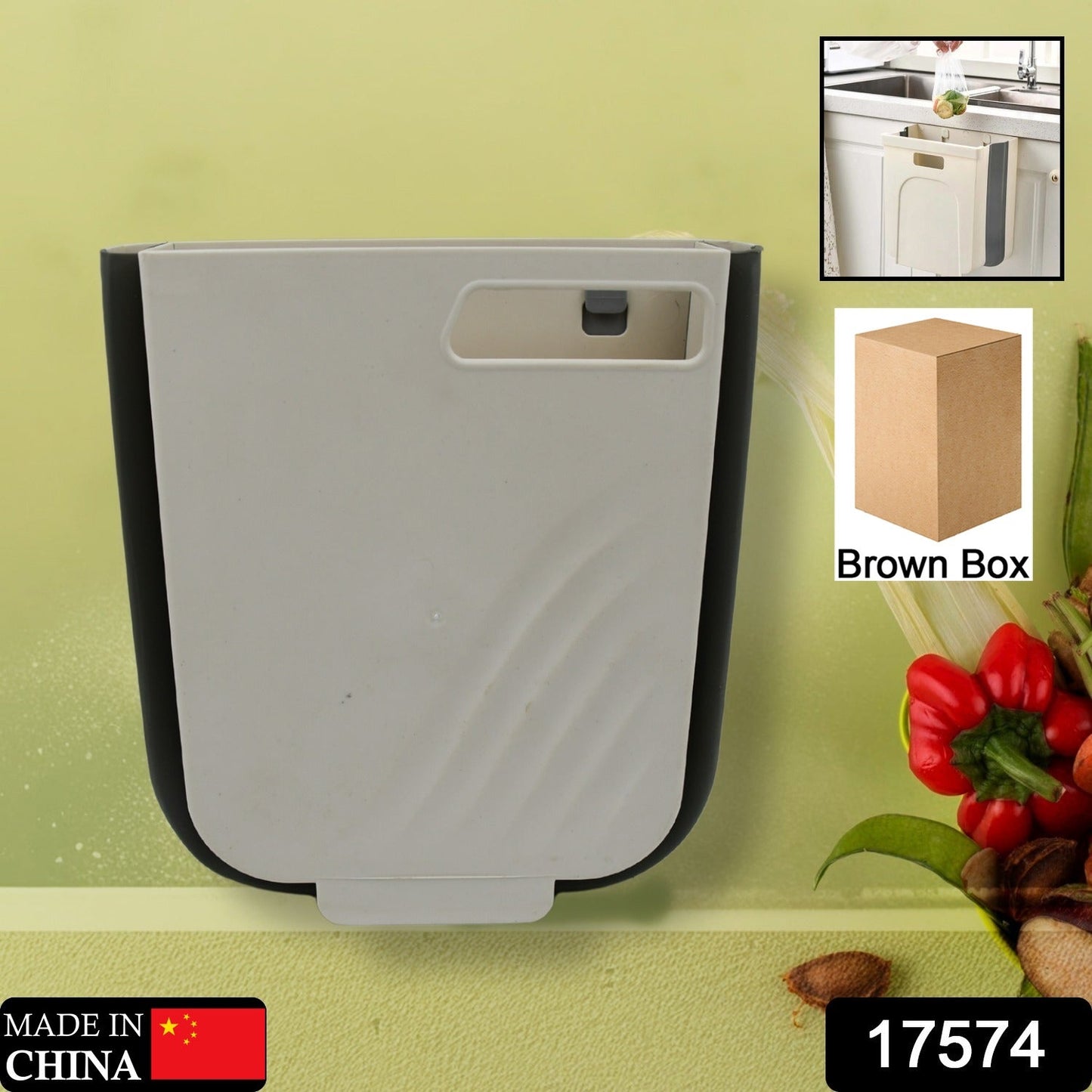 Hanging Trash Can for Kitchen Cabinet Door, Small Collapsible Foldable Waste Bins, Hanging Trash Holder for Bathroom Bedroom Office Car, Portable Your Brand