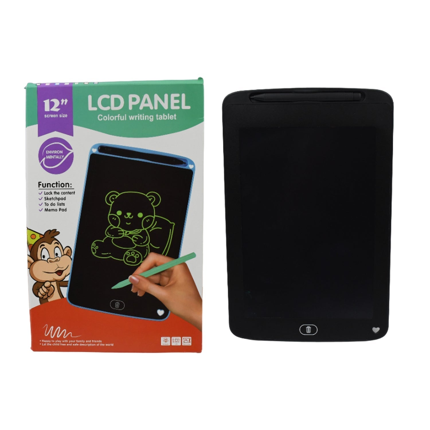 Portable LCD Writing Board Slate Drawing Record Notes Digital Notepad with Pen Handwriting Pad Paperless Graphic Tablet for Kids 12 inch Your Brand