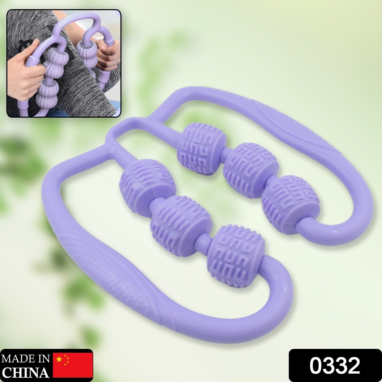 Muscle Massage Roller, 6 Wheels Relieve Soreness Leg Muscle Roller Fitness Roller Muscle Relaxer Massage Roller Ring Clip All Round Massaging Uniform Force Elastic PP Drop Shaped for Home Use (1 Pc) Your Brand