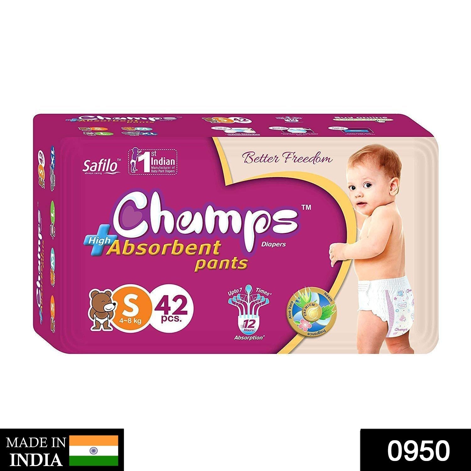Premium Champs High Absorbent Pant Style Diaper (Small Size / 42 Pcs) Your Brand