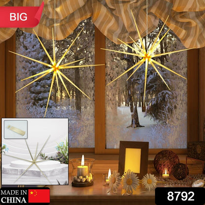 3D Gold Star Hanging Decoration Star, Acrylic Look  Hanging Luminous Star for Windows, Home, Garden Festive Embellishments for Holiday Parties Weddings Birthday Home Decoration (Big) Your Brand