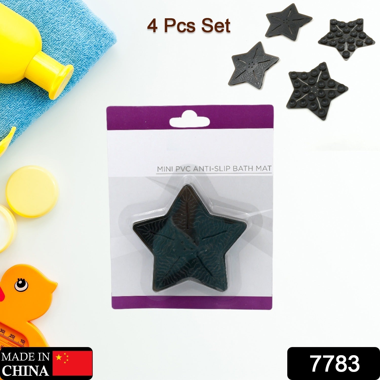 Mini  Pvc Anti-Slip Bat Mat Non Slip Baby Bath Mats, Mini Child Safety Anti Slip Shower Mats Star Shaped for Kids (4 pc Set) Your Brand