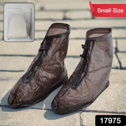 Plastic Shoes Cover Reusable Anti-Slip Boots Zippered Overshoes Covers Transparent Waterproof Snow Rain Boots for Kids / Adult Shoes, for Rainy Season (1 Pair / Small Size) Your Brand