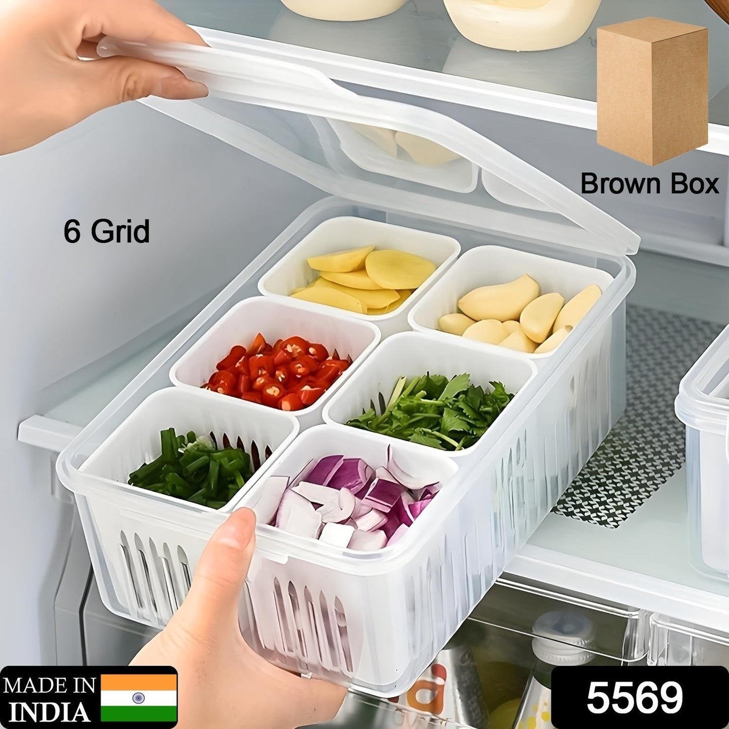 Fridge Storage Boxes Freezer Storage Containers, Container for Kitchen Storage Set, Storage in Kitchen, Vegetable Storage, Draining Crisper Refrigerator Food Box (1 Pc) Your Brand