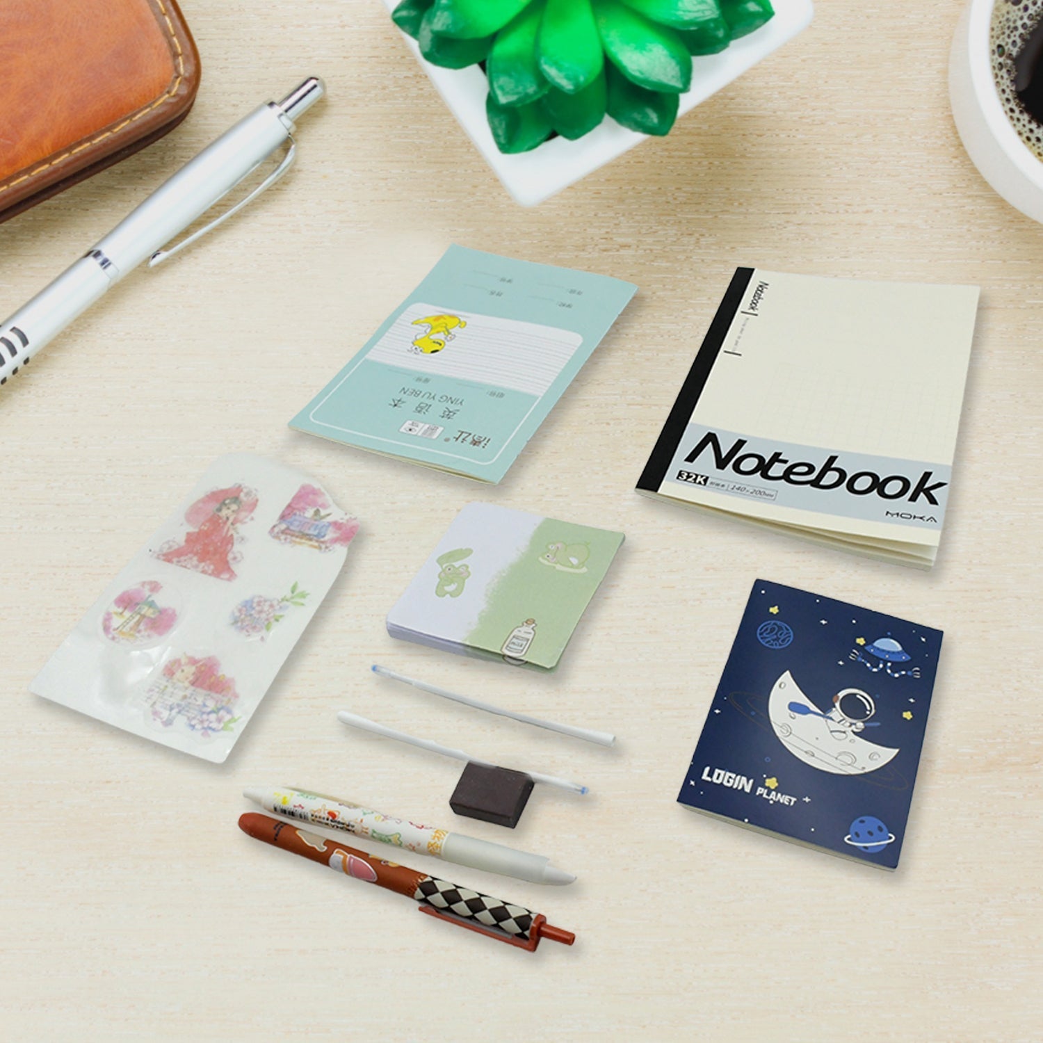 Cartoon Stationery Box  Cartoon Design School Box Book , diary , Pen , Eraser, Sharpner , Sticker & Pen Refill Student Gift School box  (1 box) Your Brand