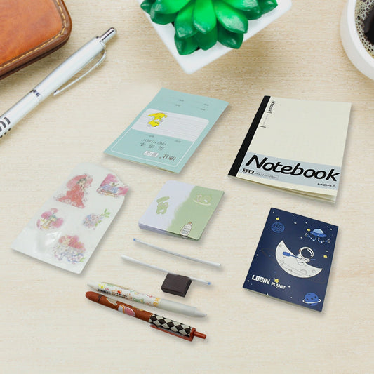 Cartoon Stationery Box  Cartoon Design School Box Book , diary , Pen , Eraser, Sharpner , Sticker & Pen Refill Student Gift School box  (1 box) Your Brand