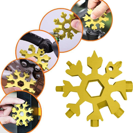 Durable & Portable 18 in 1 Snowflake Multi-Tool, Snowflake Bottle Opener Flat Phillips Screwdriver Kit Wrench Your Brand
