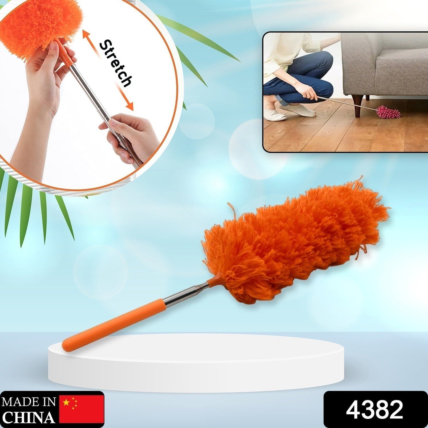 Adjustable Long Handle, Microfiber Duster for Cleaning, Microfiber Hand Duster Washable Microfiber Cleaning Tool Extendable Dusters for Cleaning Office, Car, Computer, Air Condition, Washable Duster Your Brand