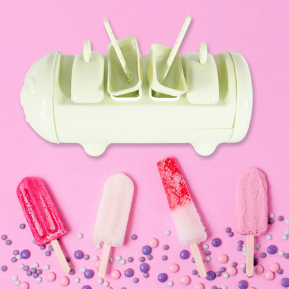 5596 Cartoon Shape Mold Ice Candy Popsicle Mold Ice Plastic Ice Candy Maker Kulfi Maker Molds Set With 4 Cups (1 Pc  Multicolor) Wukusy