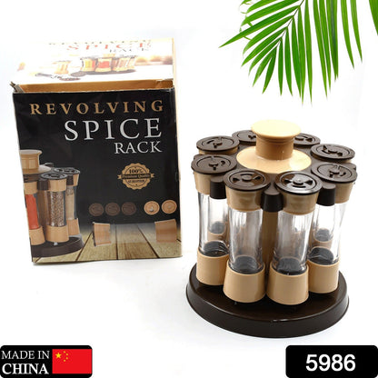 Revolving Spice Rack, 8 Spice jars with 120 ml, Condiment Set Your Brand