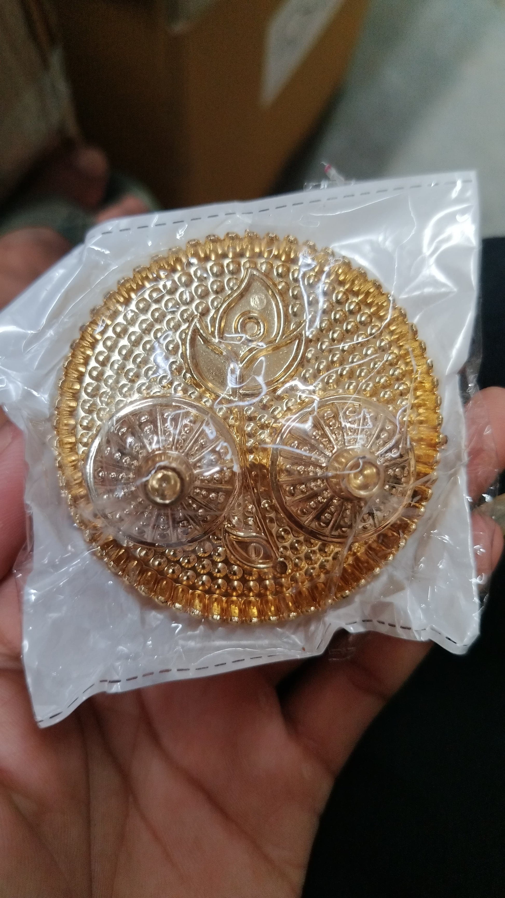 Round Shape Special Puja Thali, Kumkum Thali Holder (1 Pc / Small) Your Brand