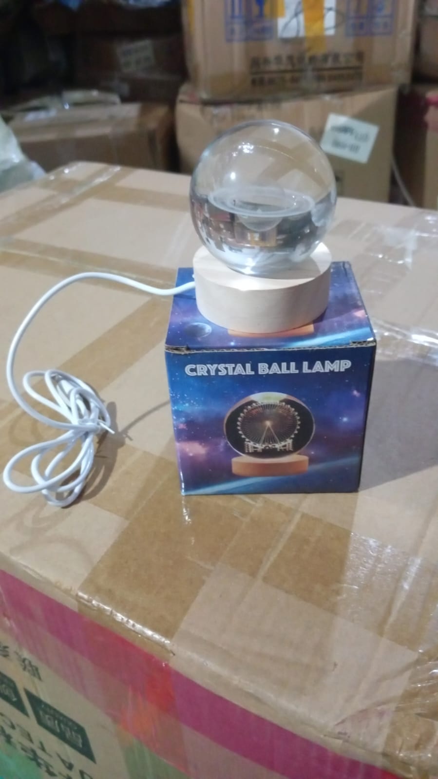 Astronaut  3D Crystal Ball lamps With Wood Base (1 Pc) Your Brand