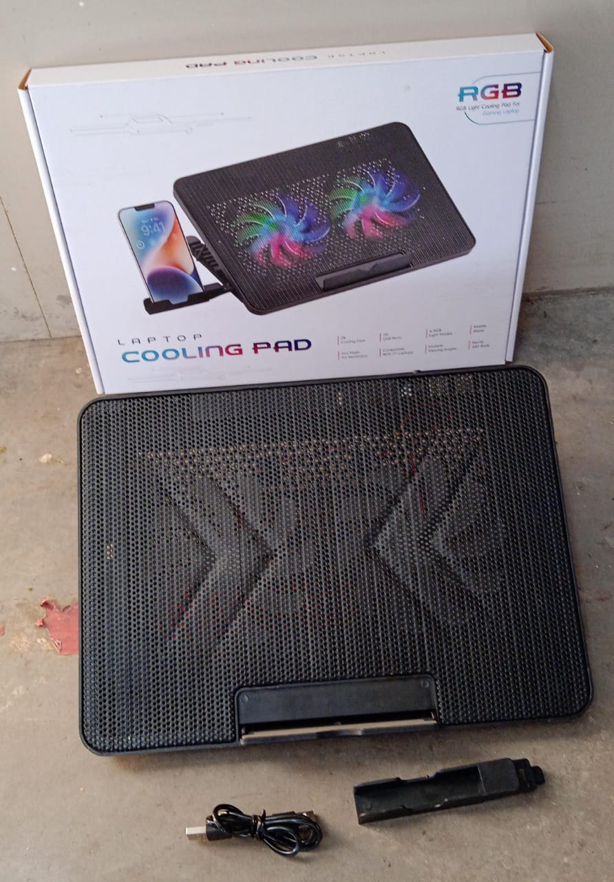 Laptop Cooler Cooling Pad with 2 Quiet Led Fans, Dual USB Ports, Portable Ultra Slim USB Powered 7 Heights Adjustable Laptop Stand for Gaming Laptop Your Brand