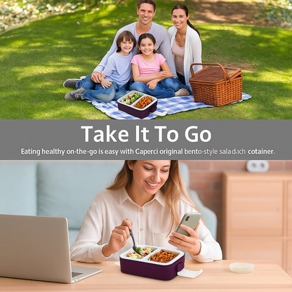 Leak-Proof Airtight Lunch Box with Spoon, 2 Compartments