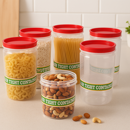 Air Tight Kitchen Storage Container (Approx - 1100Ml, Set of 6pcs)