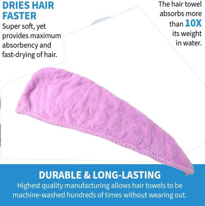 Quick Turban Hair-Drying Absorbent Microfiber Towel (1 Pc / Mix Design)