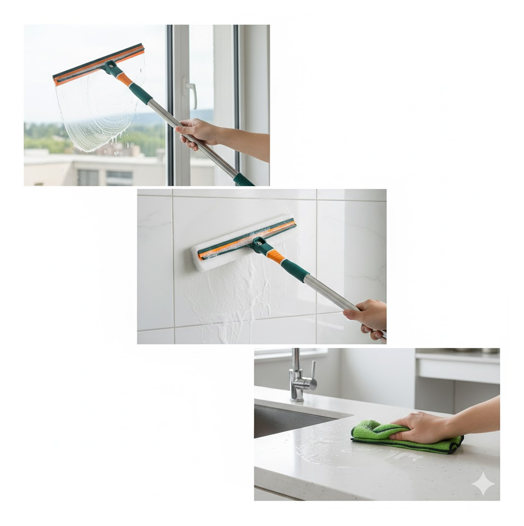 3-in-1 Glass Wiper – Multi-Surface Cleaner for Home & Office