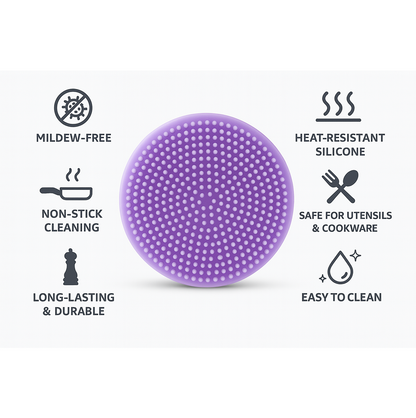 Silicone Dish Scrubber Sponge Mildew Free, Non Stick, Heat Resistant