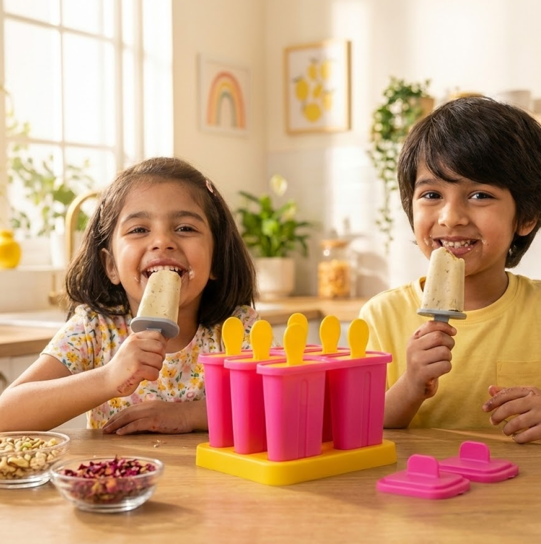 Kulfi Maker Moulds Set Plastic Homemade Kulfi Mould 6pcs Set For Freezer Use